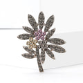 Rhinestone Palm Leaf Brooch Pink Champagne Crystal Clusters view 2