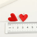 Matte Red Irregular Heart Stud Earrings with Push Back Posts view 3