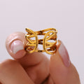 Open Multi Band Cross Wave Ring Gold Two Tone Steel view 3