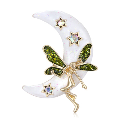 Moon Fairy brooch front view on a white background