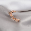 Rose Gold and Silver Floral Leaf Adjustable Open Rings view 2