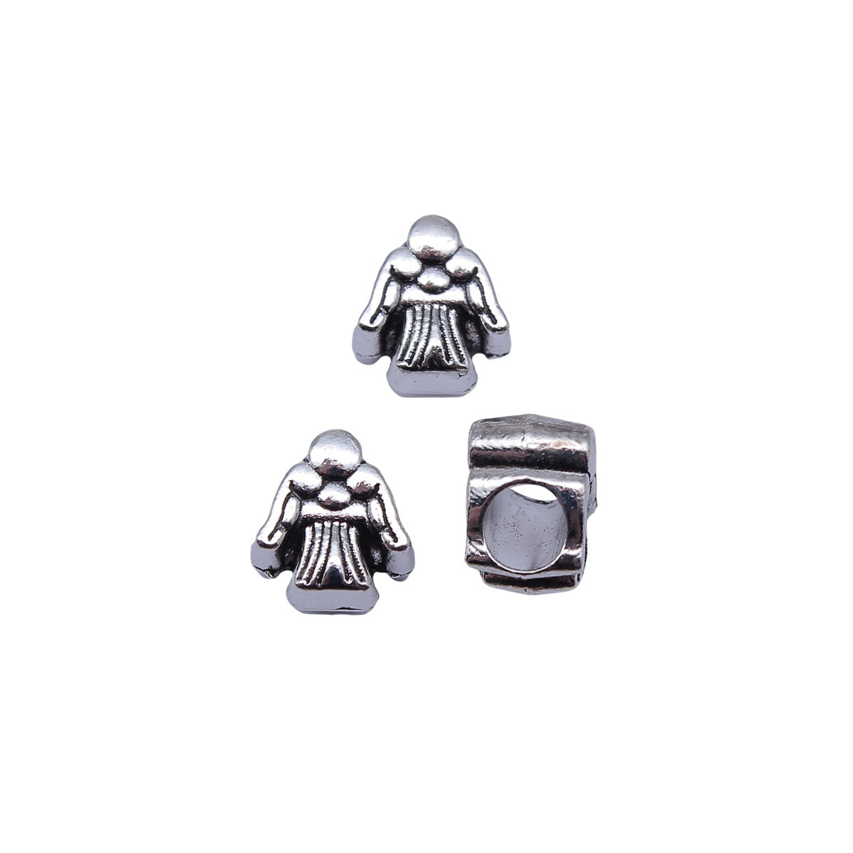 10.7x10x7.6mm 1.7g Antique Silver Zinc Alloy Angel Large Hole Beads for DIY Bracelet Necklace Jewelry Making