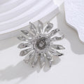 Silver Tone Sunflower Crystal Pearl Look Metal Brooch Pin view 5