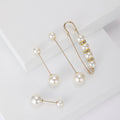 Gold Tone White Faux Pearl Pin Brooch Set Four Pieces view 2