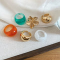 Flower Dome Resin Mix Six-Piece Ring Set 2 Metal Tones view 7