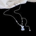 Silver Bear Crystal Pearl Pendant Necklaces And Bracelet view 9