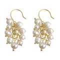 Gold Tone Freshwater Pearl Grape Cluster Hook Earrings For Women view 5