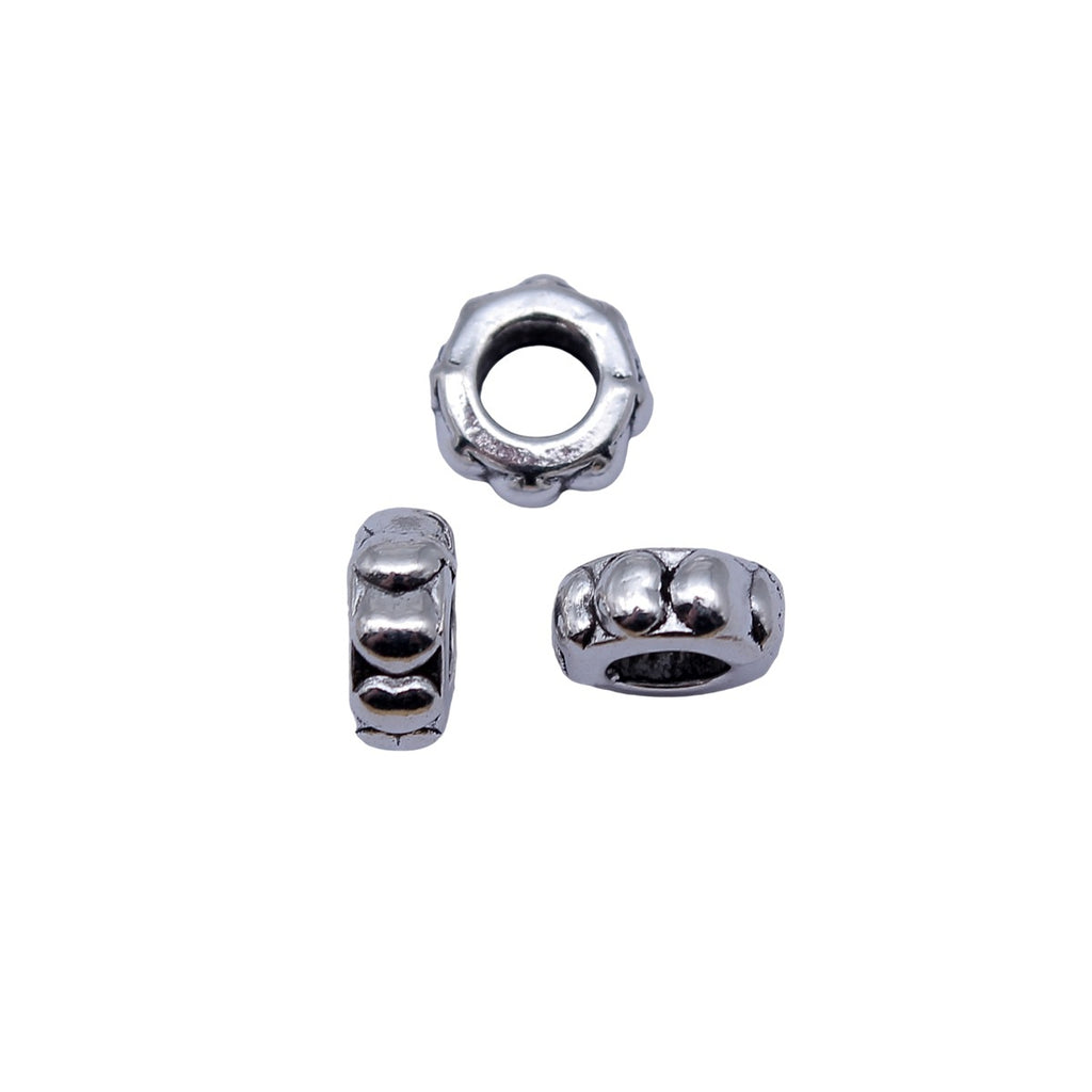 9.4x9.4x4mm 0.97g Antique Silver Zinc Alloy Heart Large Hole Spacer Beads for DIY Bracelet Jewelry Making