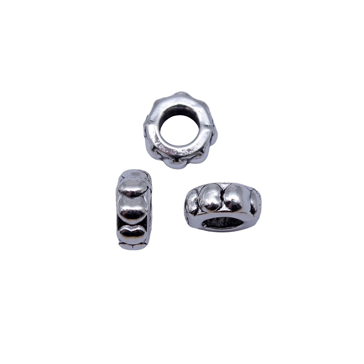 9.4x9.4x4mm 0.97g Antique Silver Zinc Alloy Heart Large Hole Spacer Beads for DIY Bracelet Jewelry Making