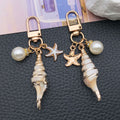 Gold Tone Conch Scallop Starfish and Pearl-Look Clasp Charms for Accessory Making view 2