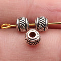 5.5x5.3x5mm 0.46g Antique Silver Zinc Alloy Textured Round Spacer Beads for Bracelet Jewelry Making