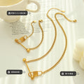 Gold Padlock Bar Curb Chain Necklace Titanium Steel Finish view 2
