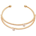 Silver Tone Crystal and Pearl Layered Open Cuff Bracelet view 5