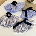 Striped Fabric Fan Scrunchies and Navy Bow Hair Clips view 3