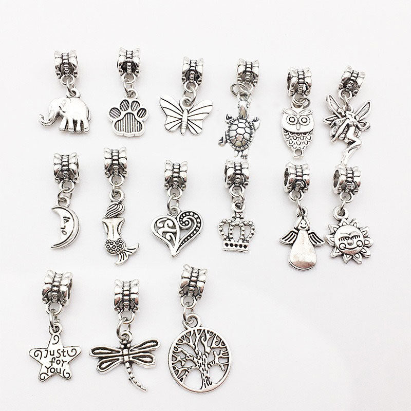 Zinc Alloy Butterfly Elephant Turtle Large Hole Charm Pendant for DIY Bracelet Necklace Making