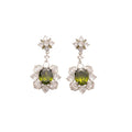 Dark Green Center Layered Crystal Flower Drop Earrings view 5