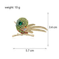 Green Gold Tone Owl Crystal Enamel Metal Brooch Pin 5.7 x 3.4 cm view 2