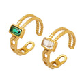 Open Twist Rope Rings With Green Or Clear Baguette Stones view 5