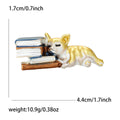 Cat Resting on Books Enamel Brooch in Yellow and Gray view 5