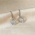 Silver Cubic Zirconia Teardrop Drop Earrings Large Center Stone view 4