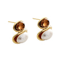 Glass Crystal Pearl Oval Stud Earrings for Women in 2 Pictured Styles view 5