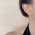 Gold Tone Letter W Mini Stud Earrings Clear Crystal Accents view 2
