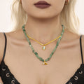 Gold Snake Chain Aquamarine Pendant Green Stone Whale Tail view 2