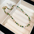 Green Gold White Pearl Stone Beaded Choker Necklace view 6
