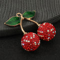 Rhinestone Cherry Charm Pendant Enamel Leaves Five Colors Two Sizes view 9