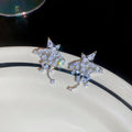 Silver Tone Crystal Star Cluster Stud Earrings Decorative Jewelry view 6