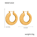 Gold Ribbed Twisted Hoop Earrings Gold And Steel Finishes view 7