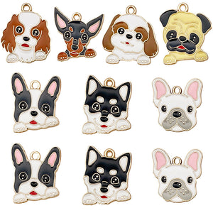 Enamel Dog Charms in 52 Single Designs and Mixed Packs, Zinc Alloy