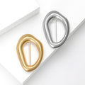 Open Oval Brooch In Smooth Silver And Gold Tone Finishes view 3