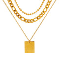 Gold Steel Abstract Body Square Pendant Chain Necklaces view 5
