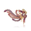 Jeweled Long Tail Phoenix Brooch With Faceted Crystals And Polished Metal Details view 5