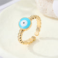 Gold Tone Enamel Evil Eye Adjustable Open Rings in Seven Designs view 9