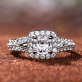 Silver Tone Square Cluster Clear Stone Split Shank Ring view 2