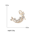 Crystal Mermaid Brooch with Curved Tail in Silver or Gold Tone view 5