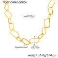 Gold Open Irregular Rhombus Link Necklace Bracelet Earrings Set view 8
