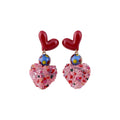 Resin Heart Drop Earrings in Pink Blue and Red Colorways view 5