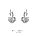 Silver Tone Split Heart Drop Earrings Opaline Crystal Posts view 1