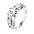 Silver Angel Wings Open Heart Band Ring Sizes 6-10 view 1