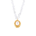 Crystal Chip Necklace Gold Oval Imitation Pearl Pendant view 5