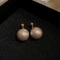Gold Tone Round Stud Oversized Pearl Drop Earrings view 8