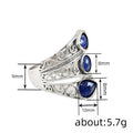 Antique Silver Tone Openwork Ring With Three Blue Stones view 4