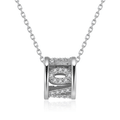 Openwork Barrel Pendant Necklace In Three Metal Tones view 1