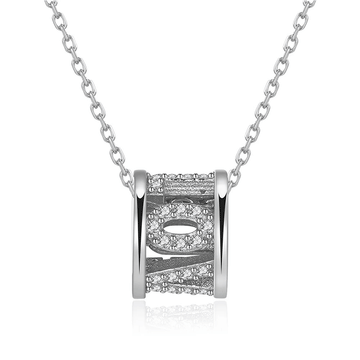 Openwork Barrel Pendant Necklace In Three Metal Tones