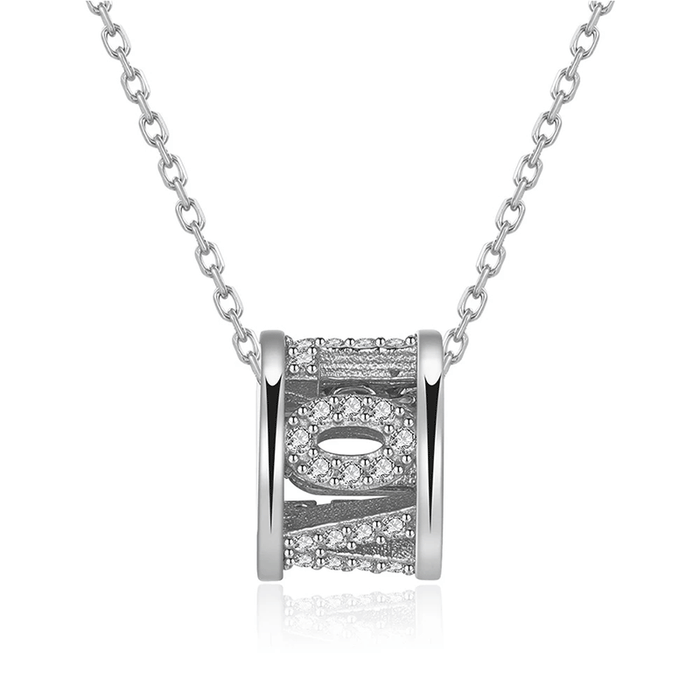 Openwork Barrel Pendant Necklace In Three Metal Tones