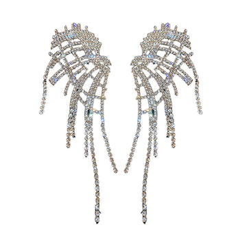 Silver Crystal Wing Cascade Earrings Fashion Jewelry