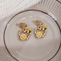 Petite Bee Flower Pearl Look Clip Stud and Hook Earrings view 11